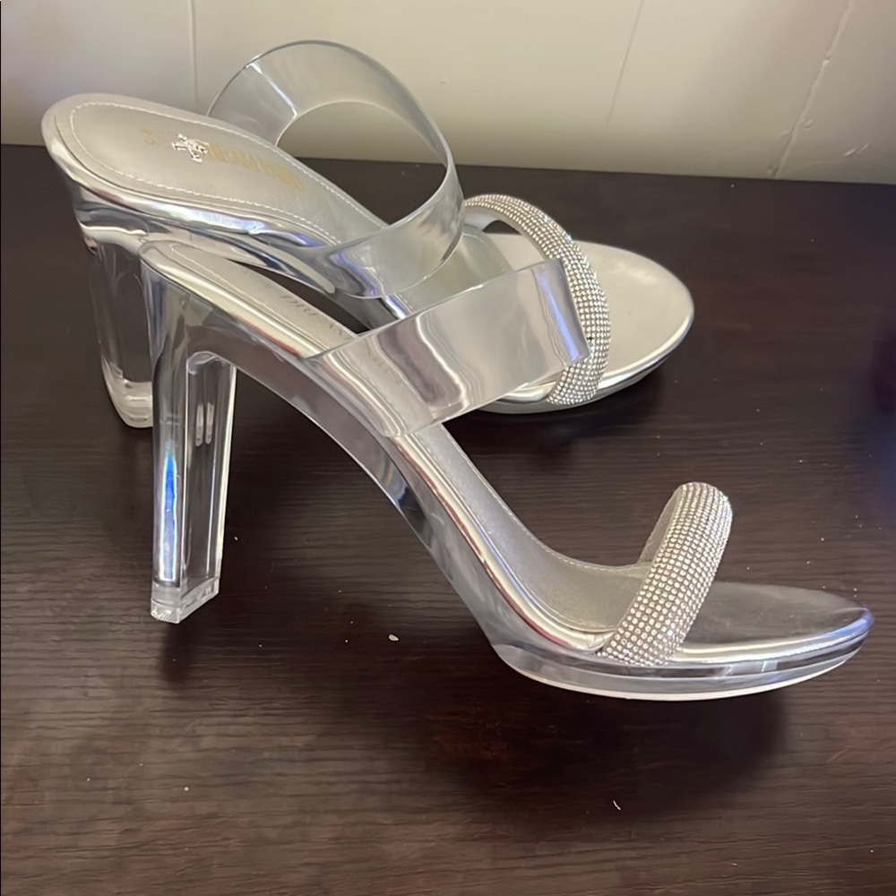 Dream Pairs Silver Heels with Transparent Straps